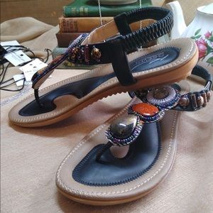 COPY - NWT Sandals Boho Casual Flat Ankle T-Strap Thong Elastic Comfortable Fli…